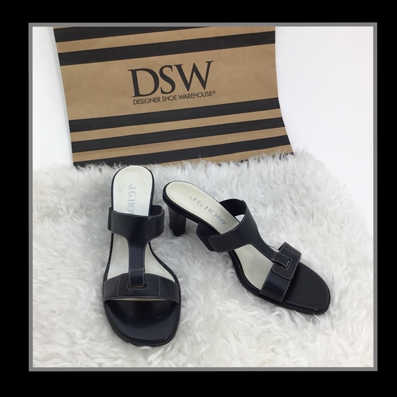 J.G. Hook Shoes Jghook Francine Black Leather Heeled Sandal 7